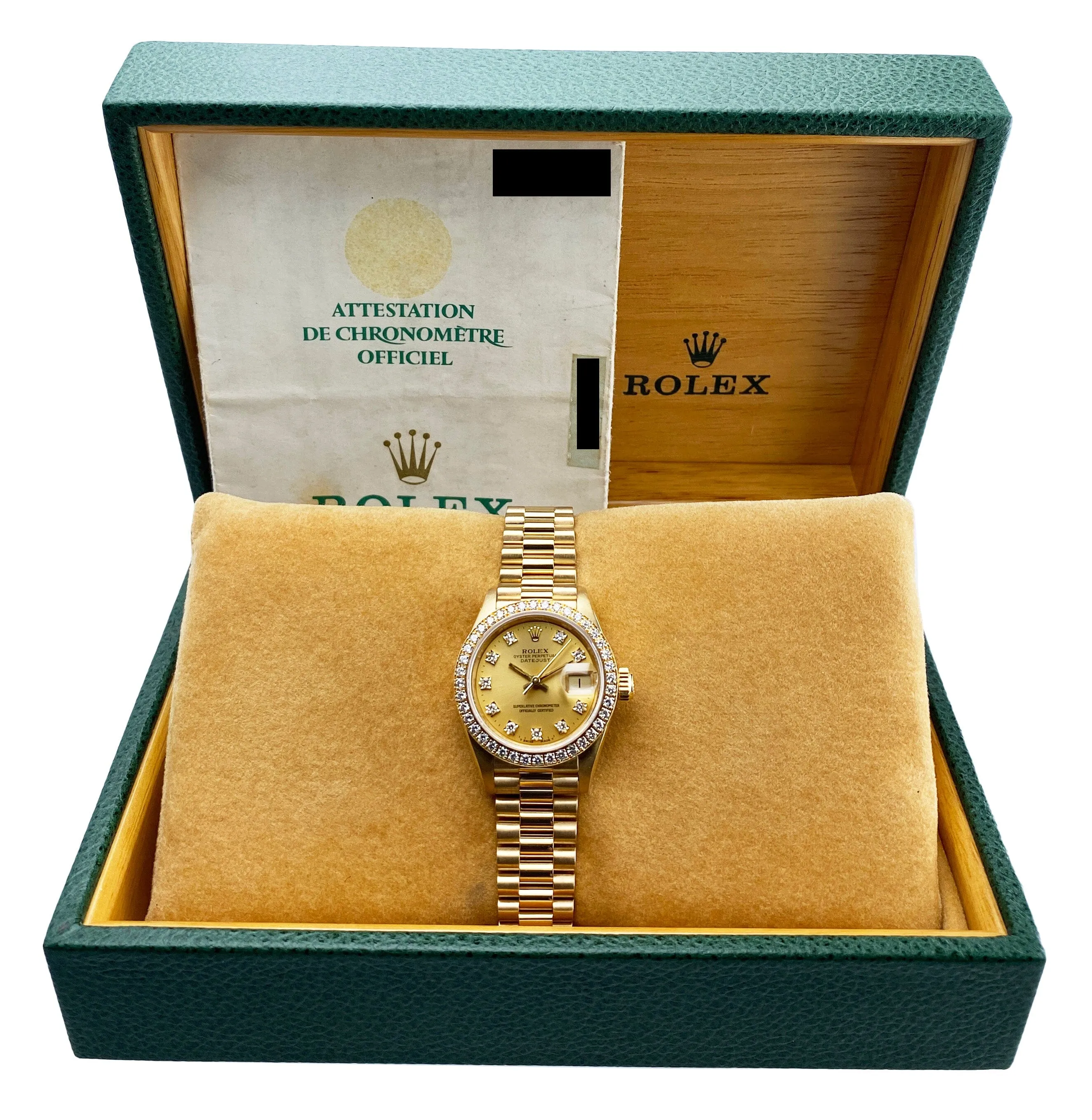 Rolex Datejust 69138 Diamond Dial & Bezel Ladies Watch Box Papers