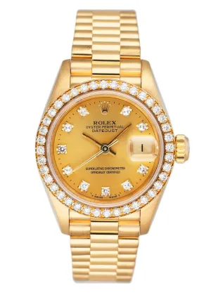 Rolex Datejust 69138 Diamond Dial & Bezel Ladies Watch Box Papers