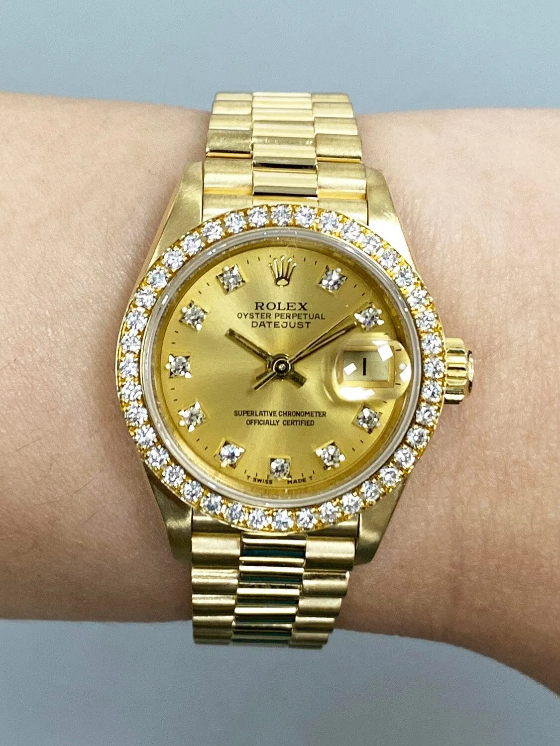 Rolex Datejust 69138 Diamond Dial & Bezel Ladies Watch Box Papers