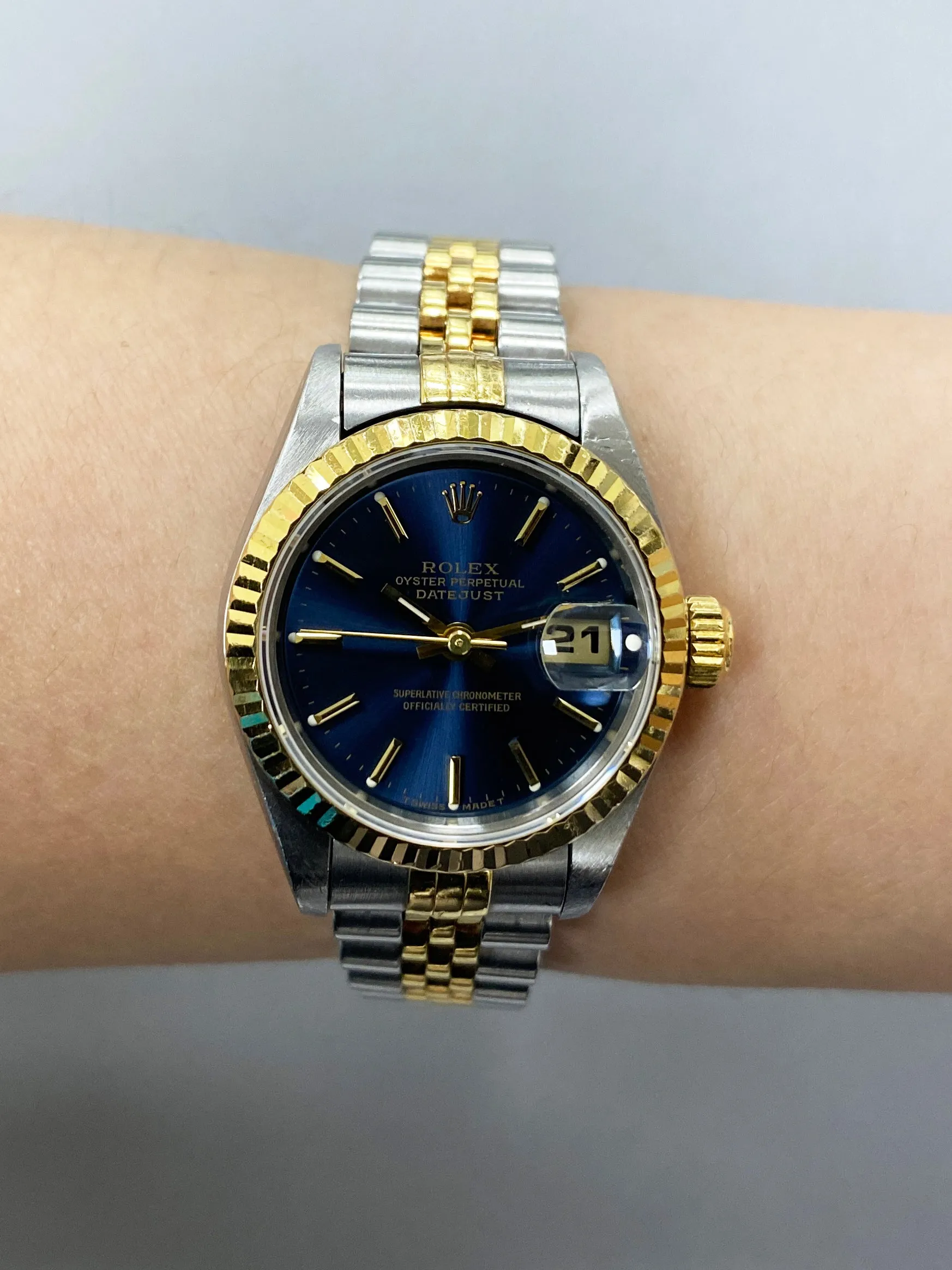 Rolex Datejust 69173 Blue Dial Ladies Watch Full Set