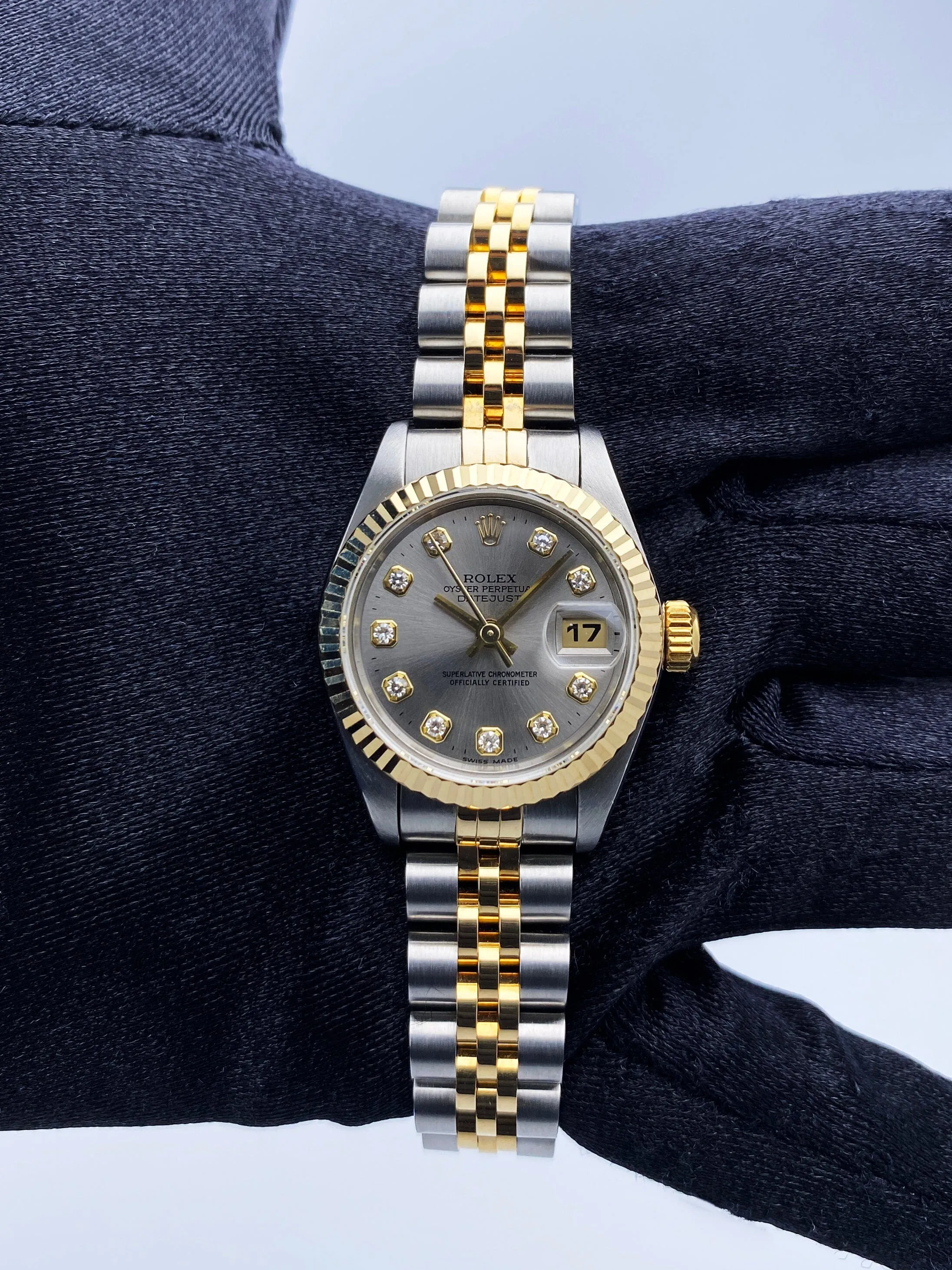 Rolex Datejust 69173 Diamond Silver Dial Ladies Watch Box Papers