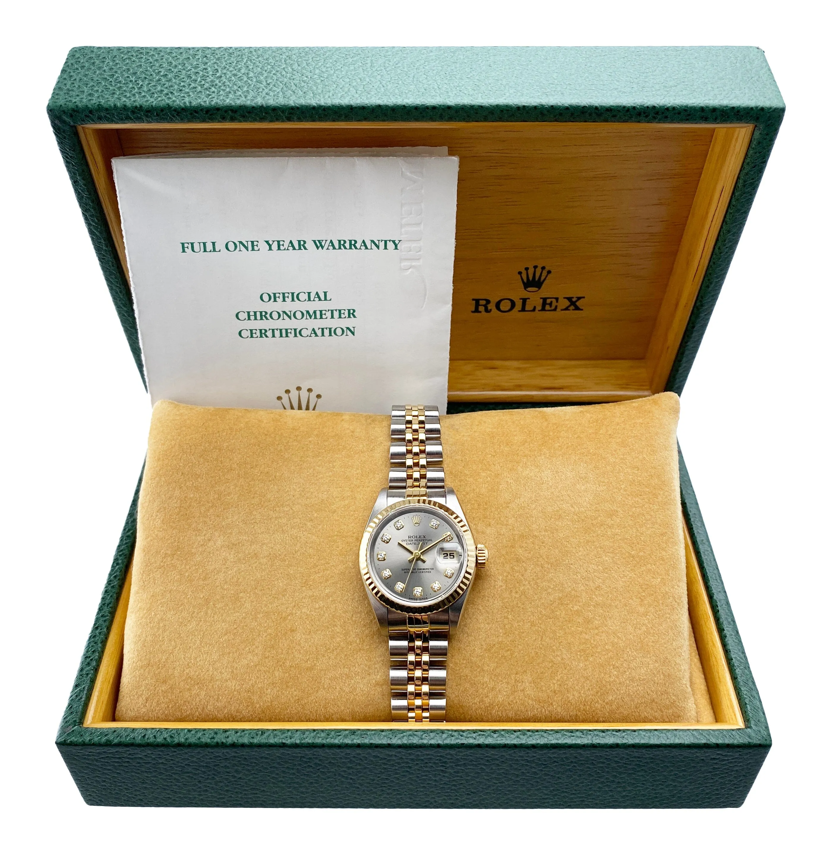 Rolex Datejust 69173 Diamond Silver Dial Ladies Watch Box Papers
