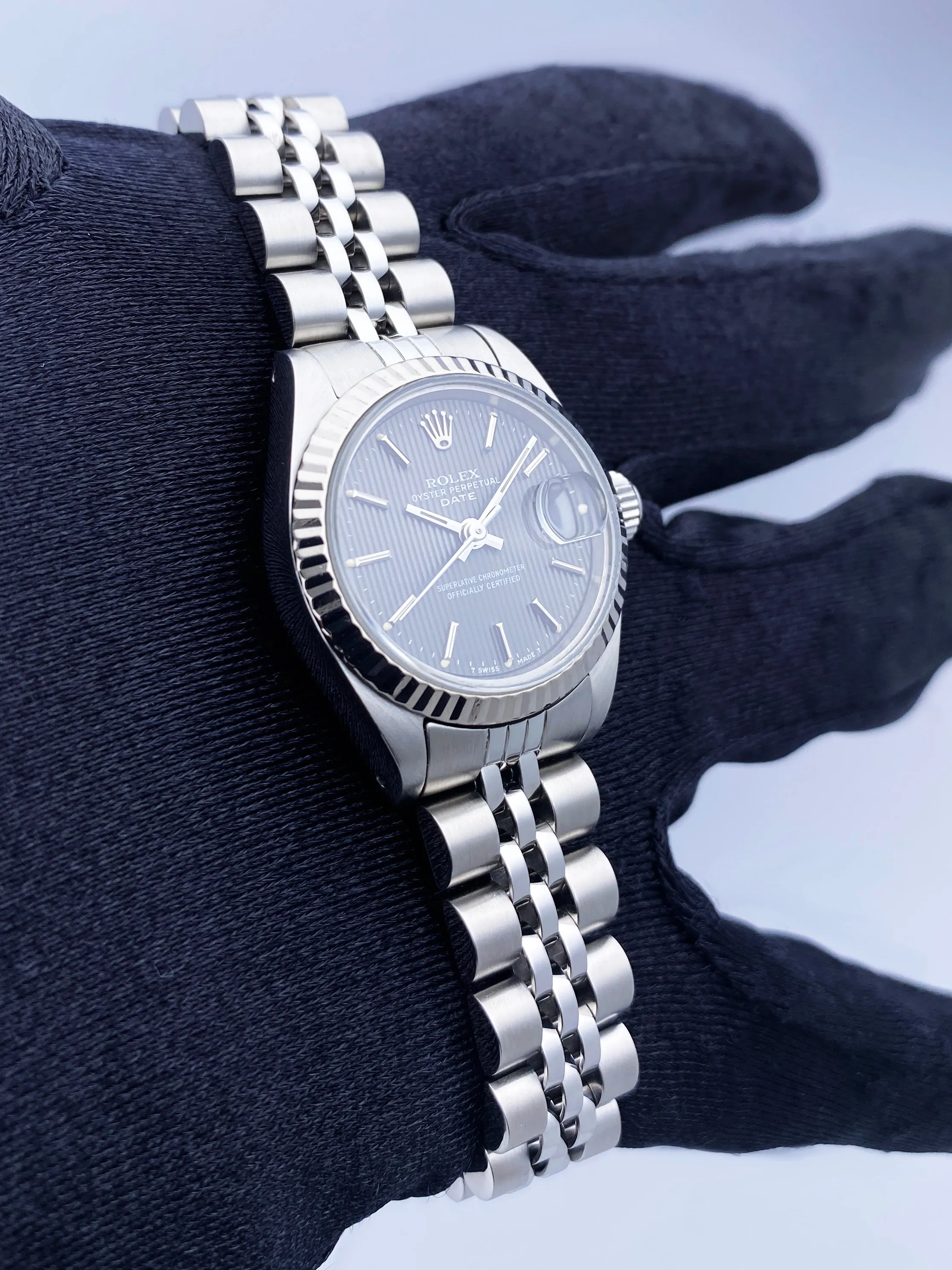 Rolex Datejust 69174 Grey Linen Dial Ladies Watch