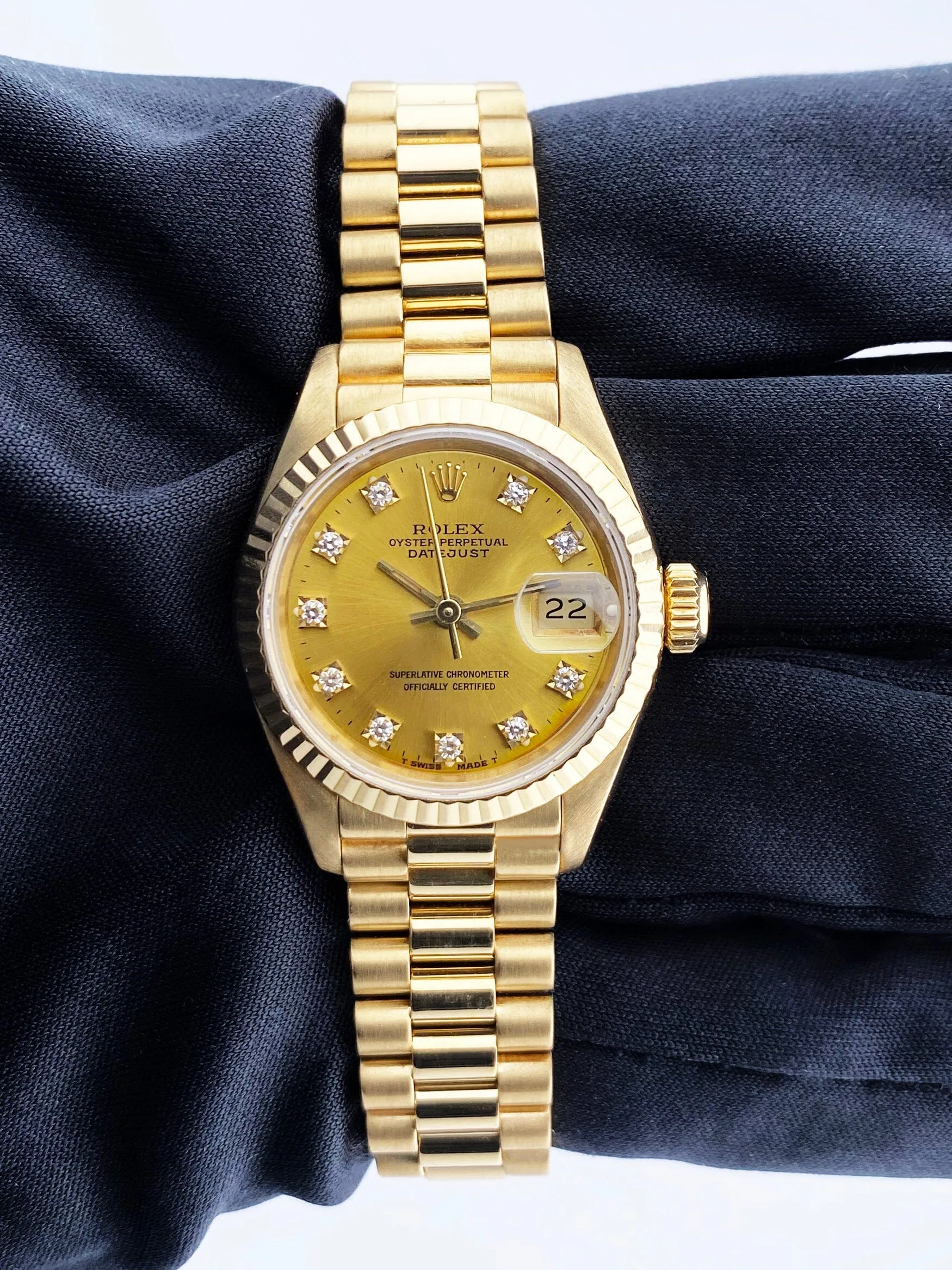 Rolex Datejust 69178 18K Yellow Gold Diamond Ladies Watch Box Papers