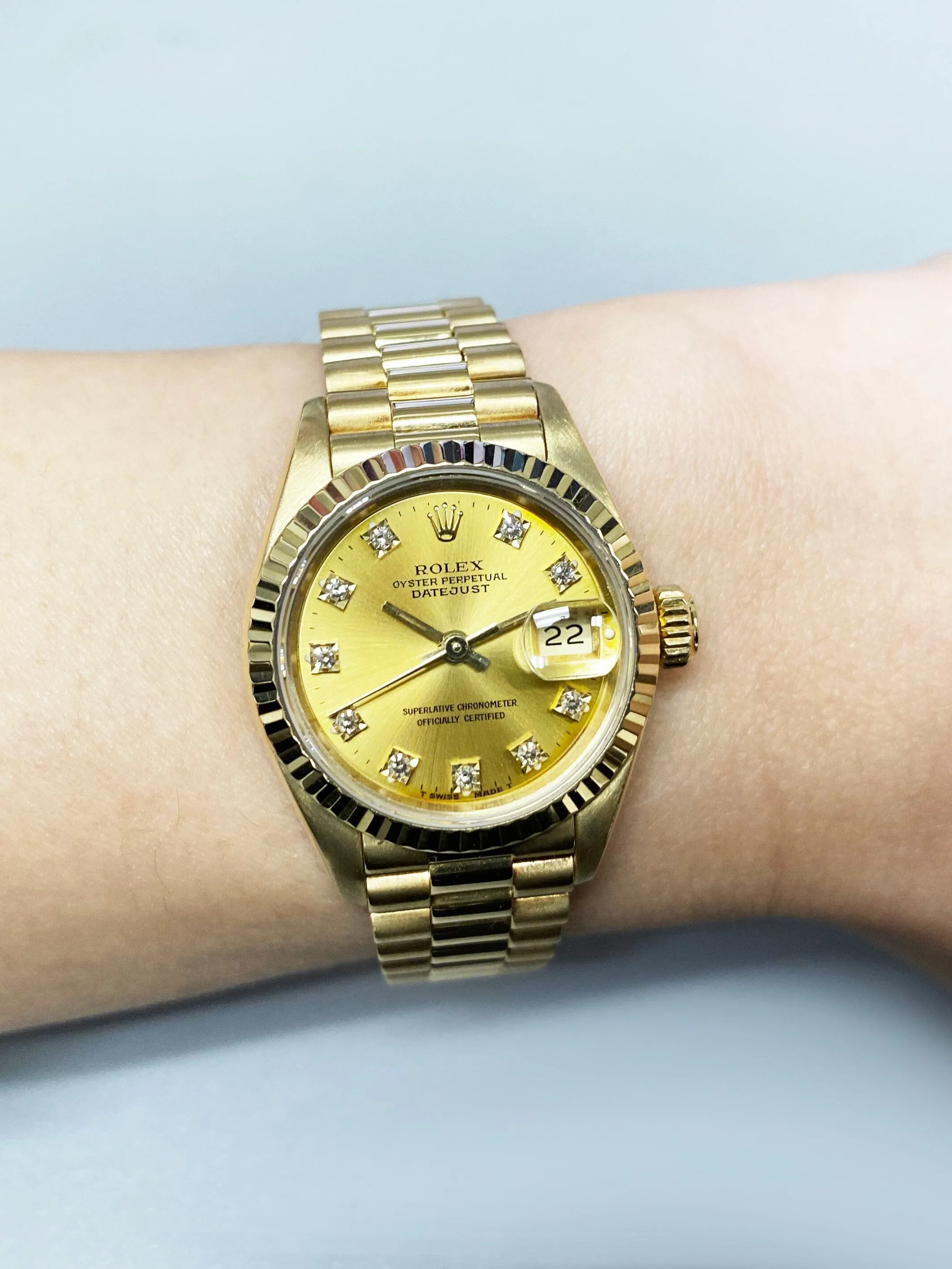 Rolex Datejust 69178 18K Yellow Gold Diamond Ladies Watch Box Papers