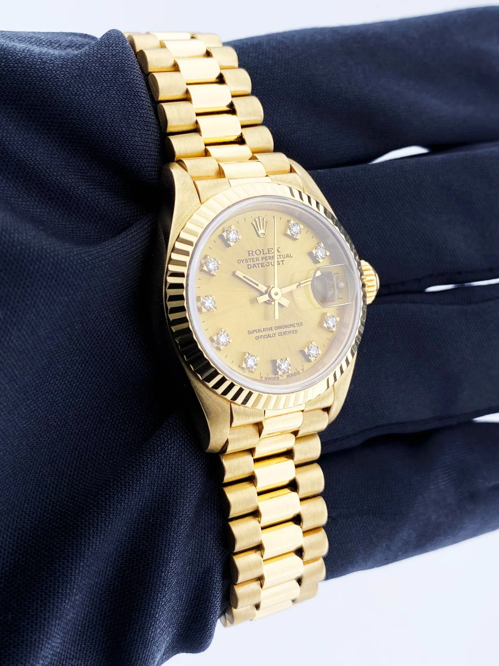 Rolex Datejust 69178 18K Yellow Gold Diamond Ladies Watch Box Papers