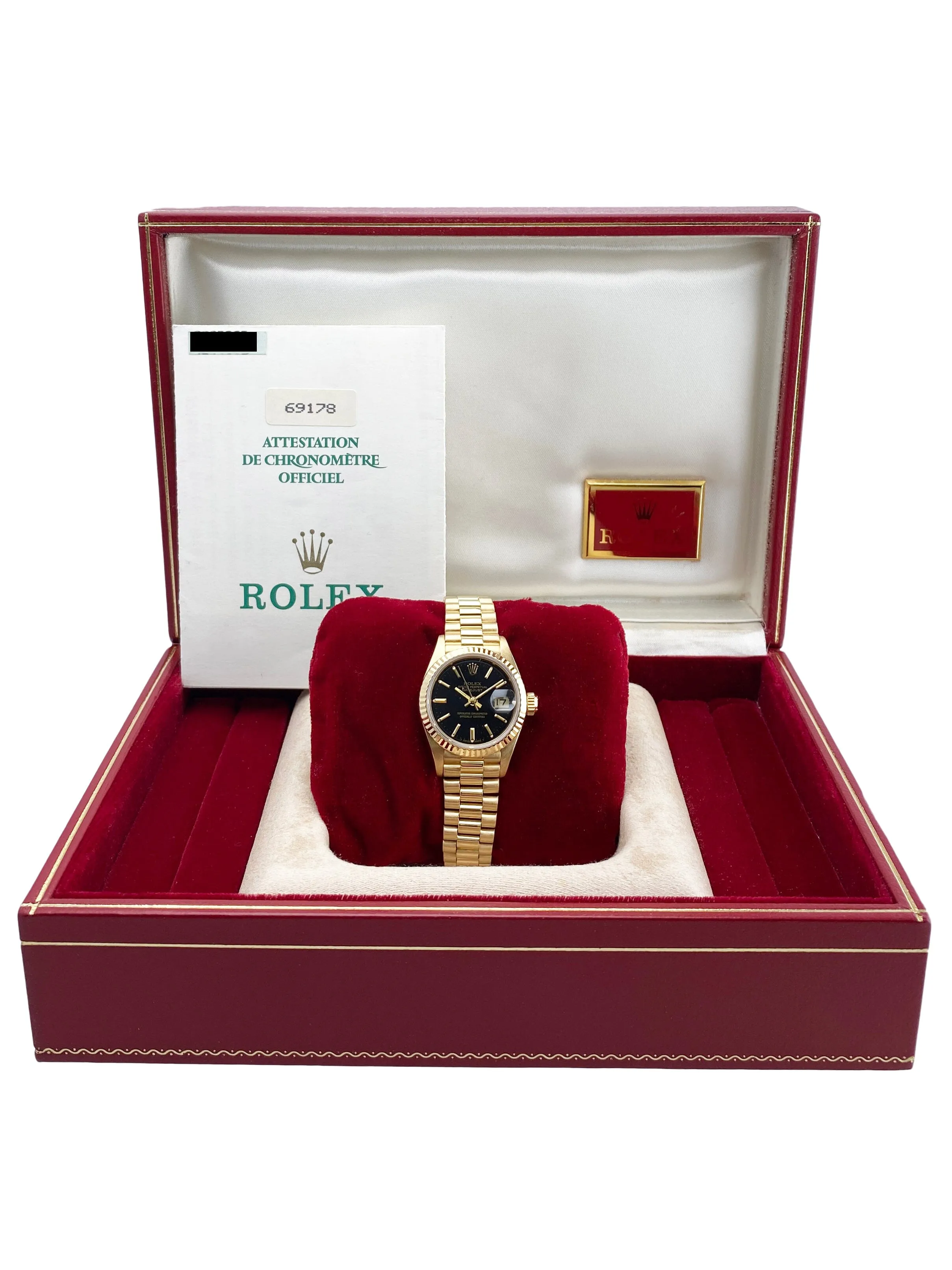 Rolex Datejust 69178 Black Dial Ladies Watch Box Papers