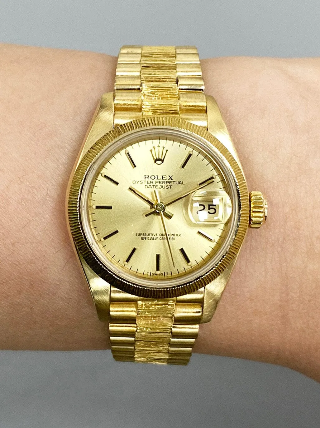 Rolex Datejust 69278 Champagne Dial Bark Finish Ladies Watch