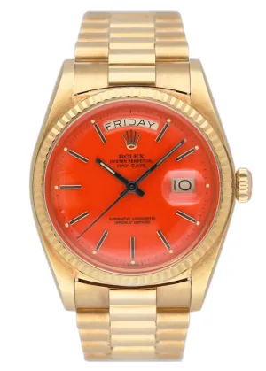 Rolex Day Date 1803 Coral Dial Mens Watch