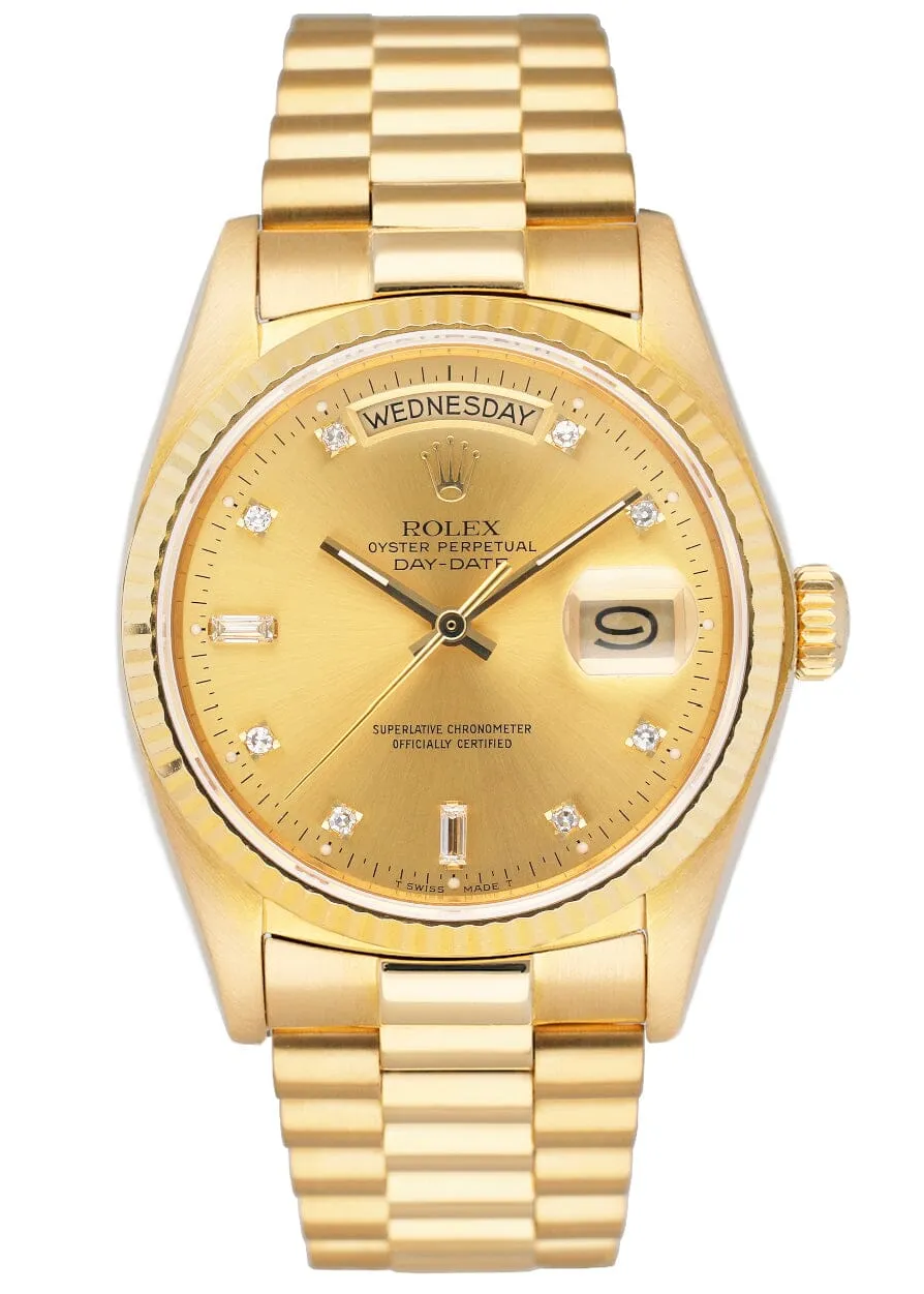 Rolex Day Date 18038 Diamond Dial Mens Watch