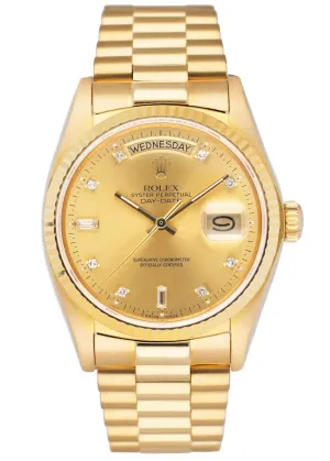 Rolex Day Date 18038 Diamond Dial Mens Watch