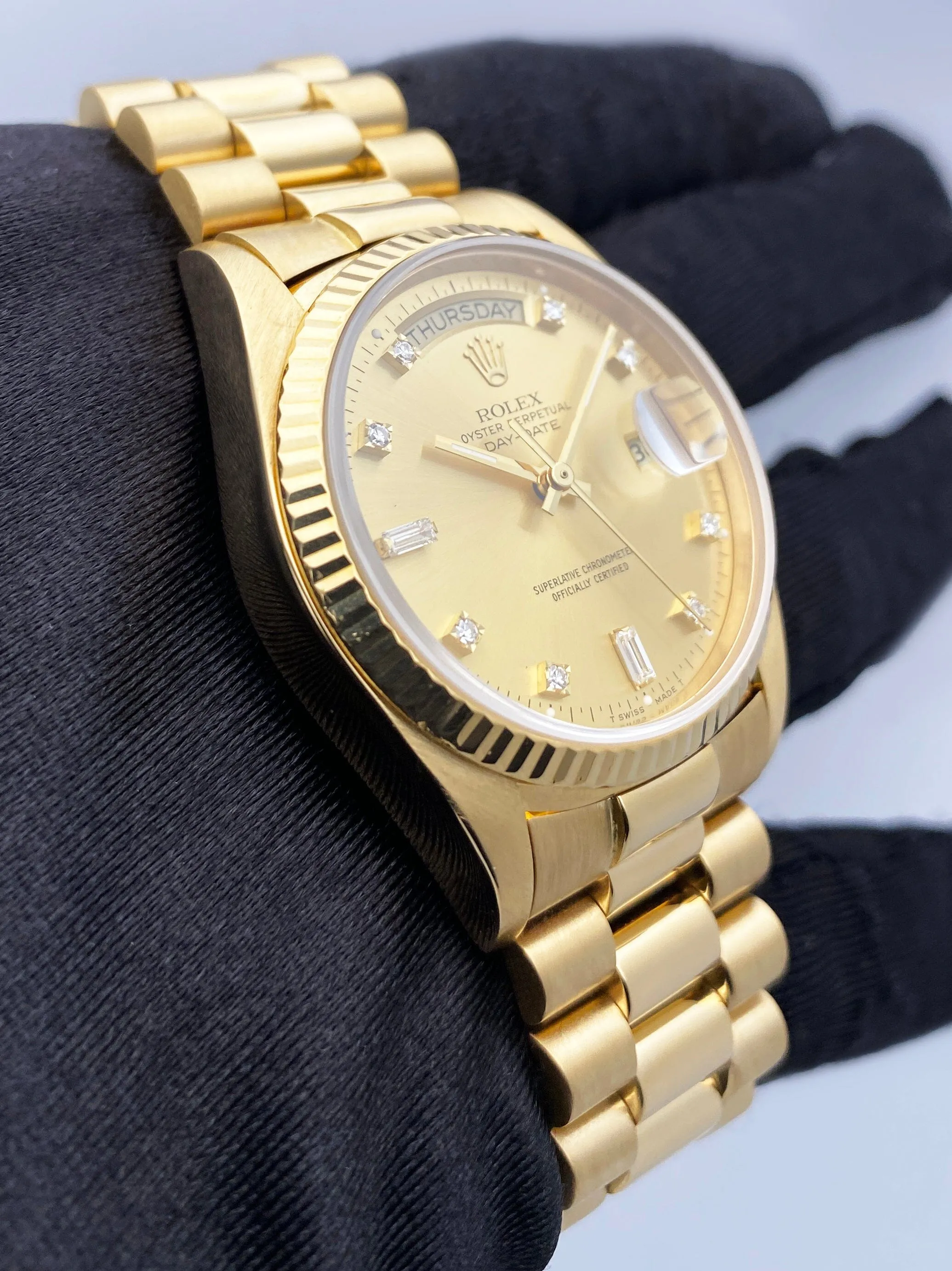 Rolex Day Date 18038 Diamond Dial Mens Watch