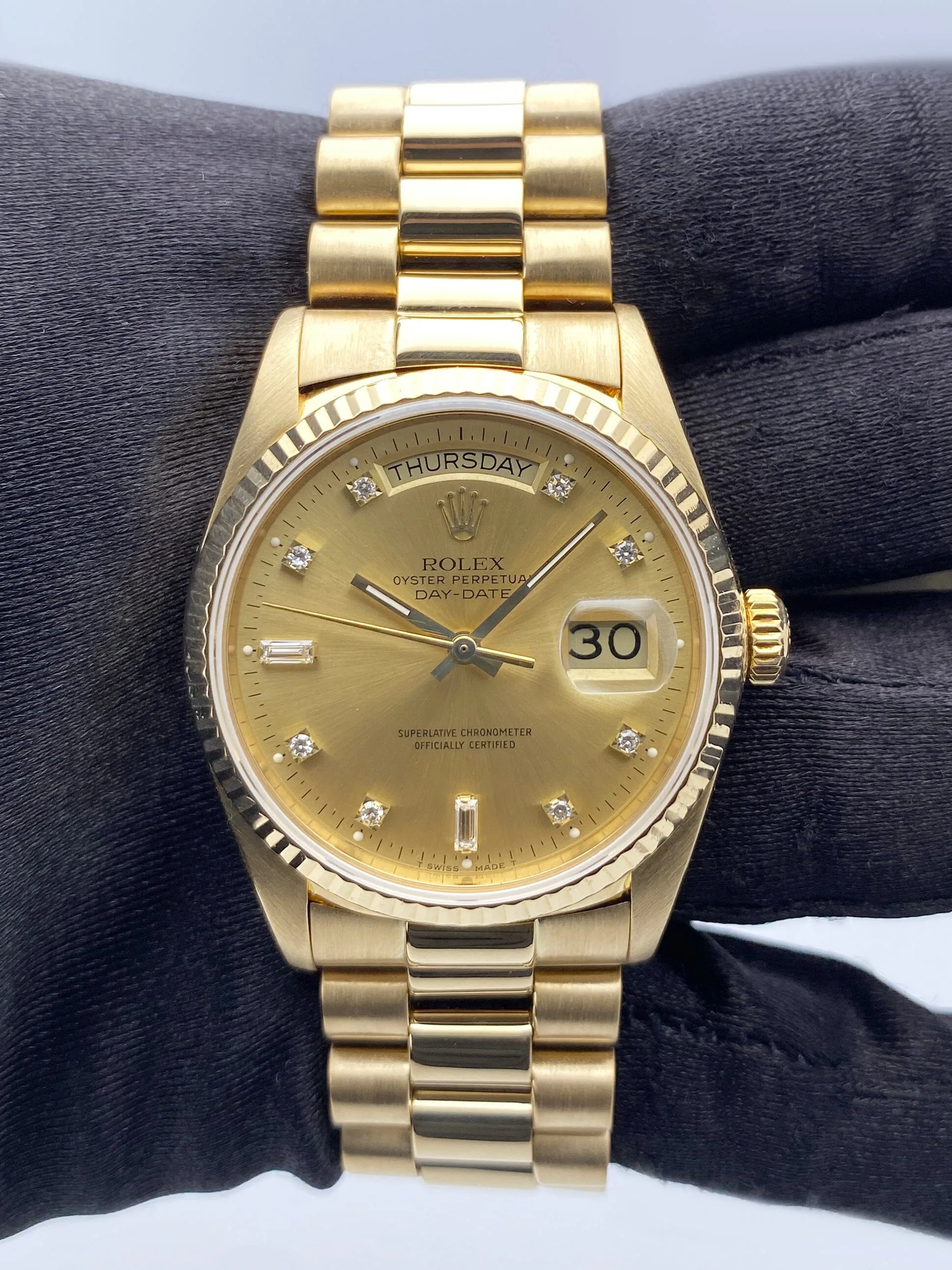 Rolex Day Date 18038 Diamond Dial Mens Watch