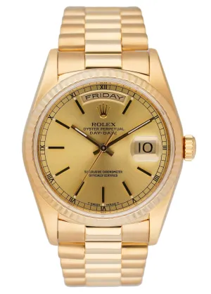 Rolex Day Date 18238 18K Yellow Gold Mens Watch