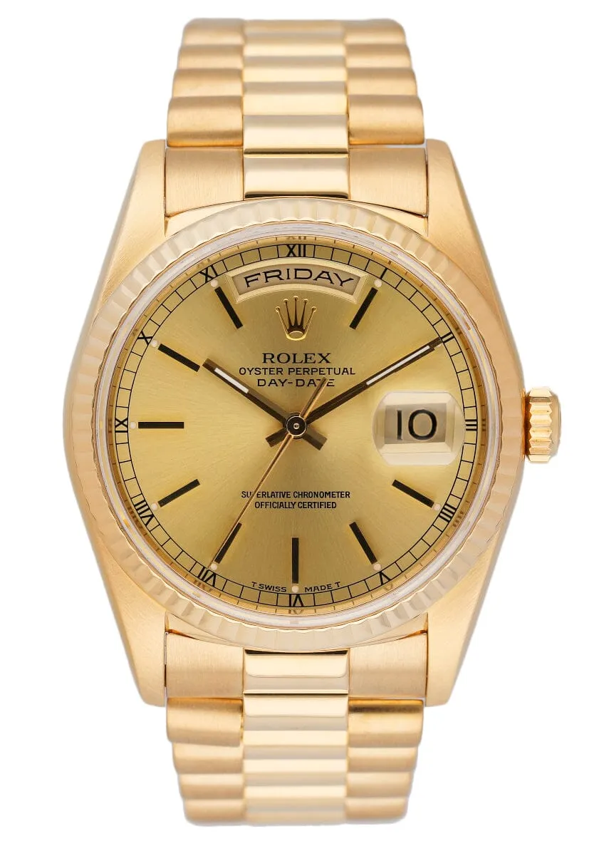 Rolex Day Date 18238 18K Yellow Gold Mens Watch