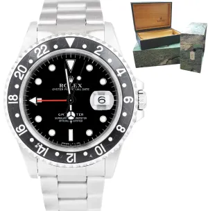 Rolex GMT-Master I Black 40mm TRITINOVA Stainless Steel Automatic Watch 16700