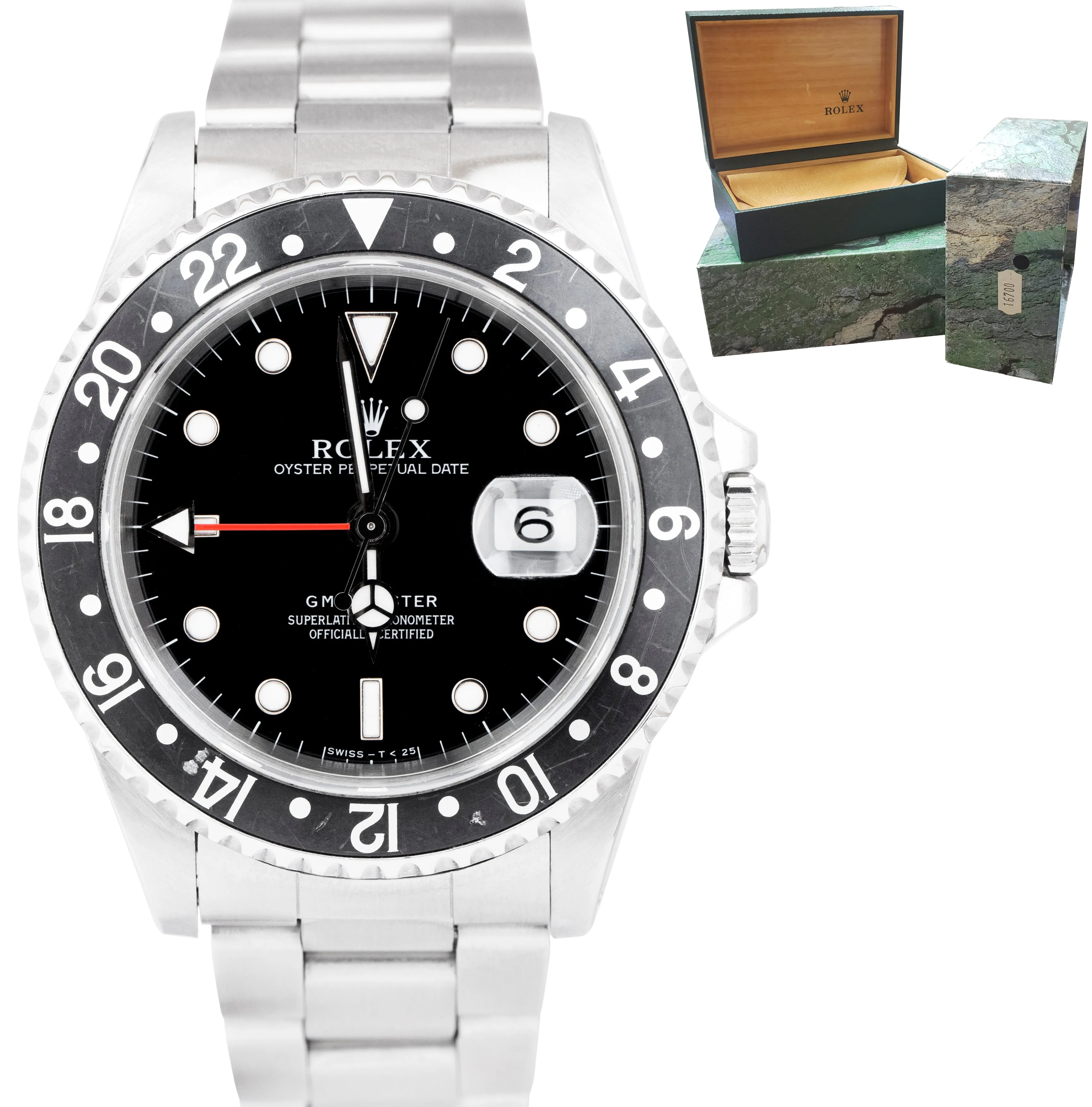 Rolex GMT-Master I Black 40mm TRITINOVA Stainless Steel Automatic Watch 16700