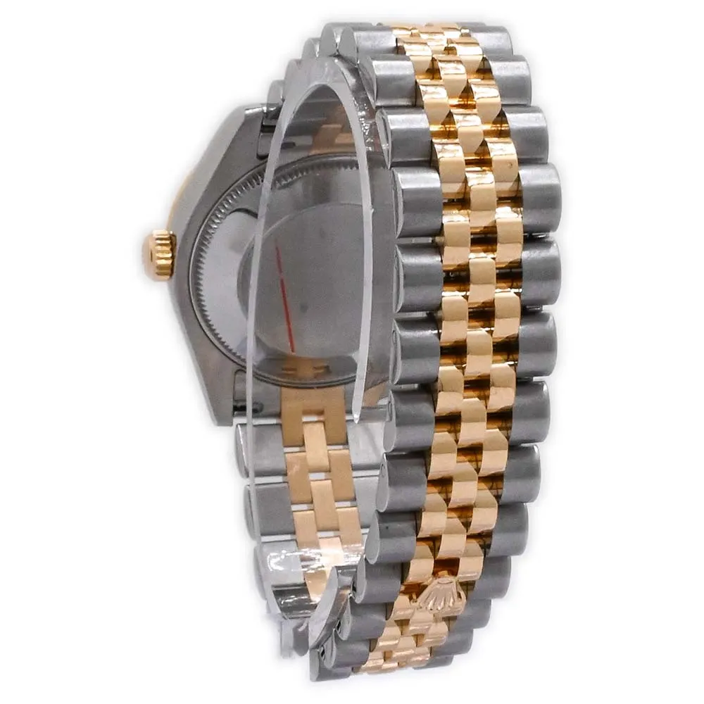 Rolex Ladies Datejust Two Tone Yellow Gold and Stainless Steel 31mm Champagne Stick Dial Watch Reference #: 178313