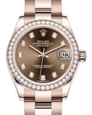 Rolex Lady-Datejust 31 Rose Gold Chocolate Diamond Dial & Diamond Bezel Oyster Bracelet 278285RBR