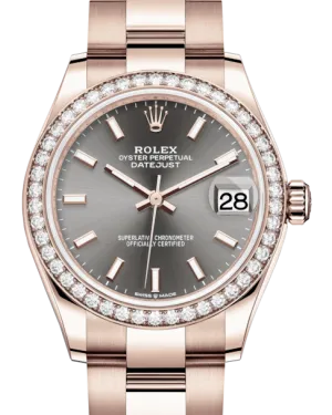 Rolex Lady-Datejust 31 Rose Gold Rhodium Index Dial & Diamond Bezel Oyster Bracelet 278285RBR