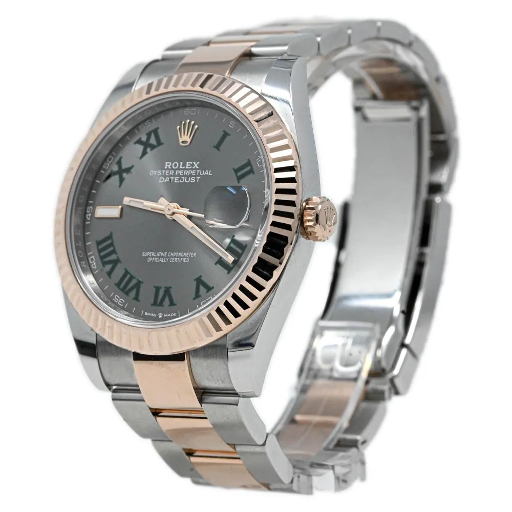 Rolex Men's Datejust 41 18K Rose Gold & Steel 41mm Wimbledon Dial Watch Reference #: 126331