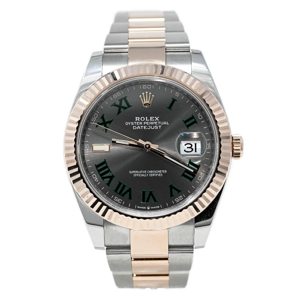 Rolex Men's Datejust 41 18K Rose Gold & Steel 41mm Wimbledon Dial Watch Reference #: 126331