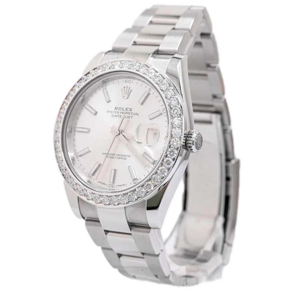 Rolex Men's Datejust 41 Stainless Steel 41mm Silver Stick Dial Watch Reference #: 126334