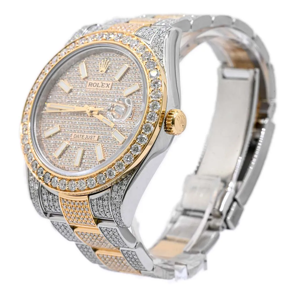 Rolex Men's Datejust Two Tone Yellow Gold and Stainless Steel 41mm CUSTOM ICED OUT Pave Diamond Stick Dial Watch Reference #: 116333