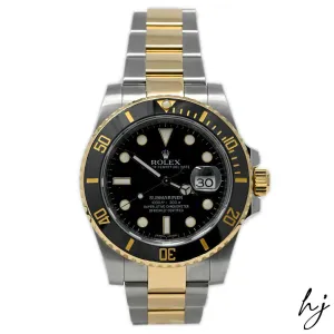 Rolex Men's Submariner Date 18K Yellow Gold & Steel 40mm Black Dot Dial Watch Reference #: 116613LN