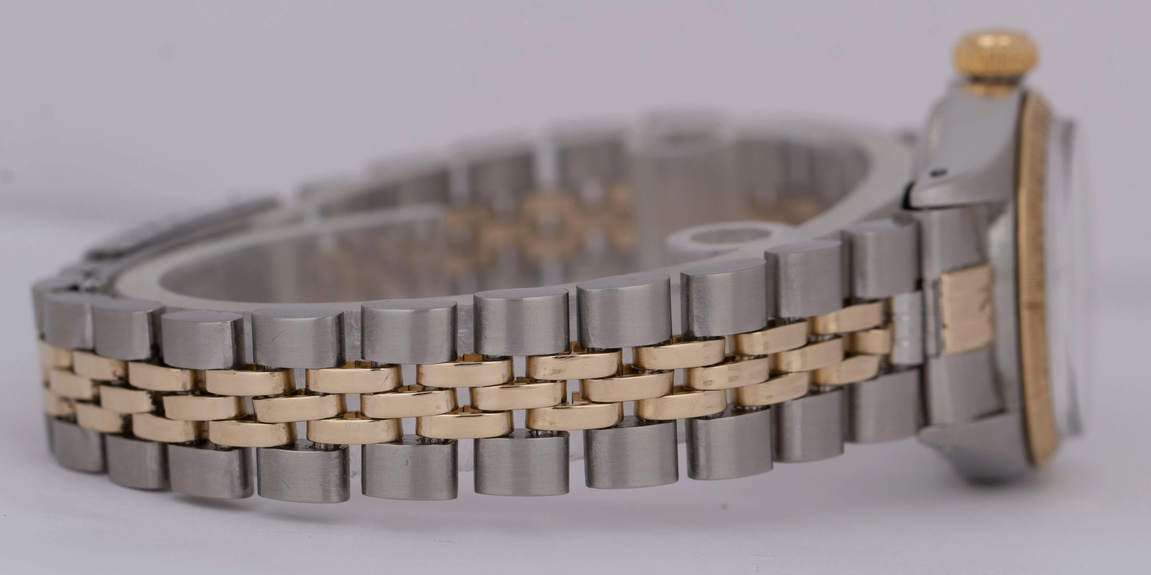 Rolex Oyster Perpetual 24mm Two-Tone Engine Turned Champagne Jubilee Watch 6724