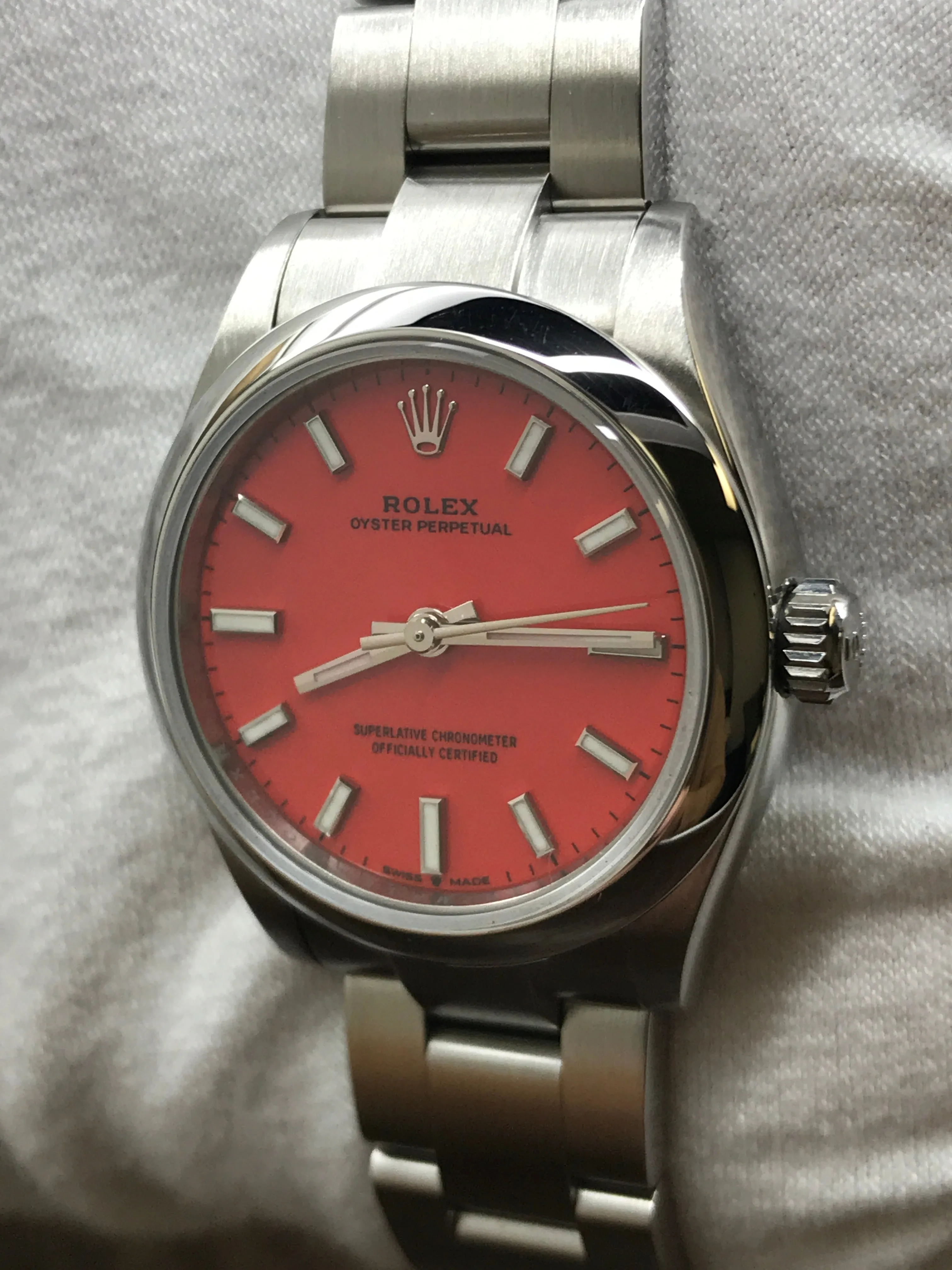 Rolex Oyster Perpetual 31mm 277200 Coral Red Dial Automatic Women's Watch