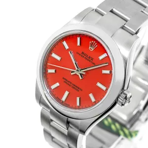 Rolex Oyster Perpetual 31mm Stainless Steel Coral Index Dial & Smooth Bezel 277200