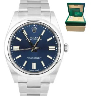 Rolex Oyster Perpetual 41mm BLUE Stainless Oyster Watch 124300 B&P