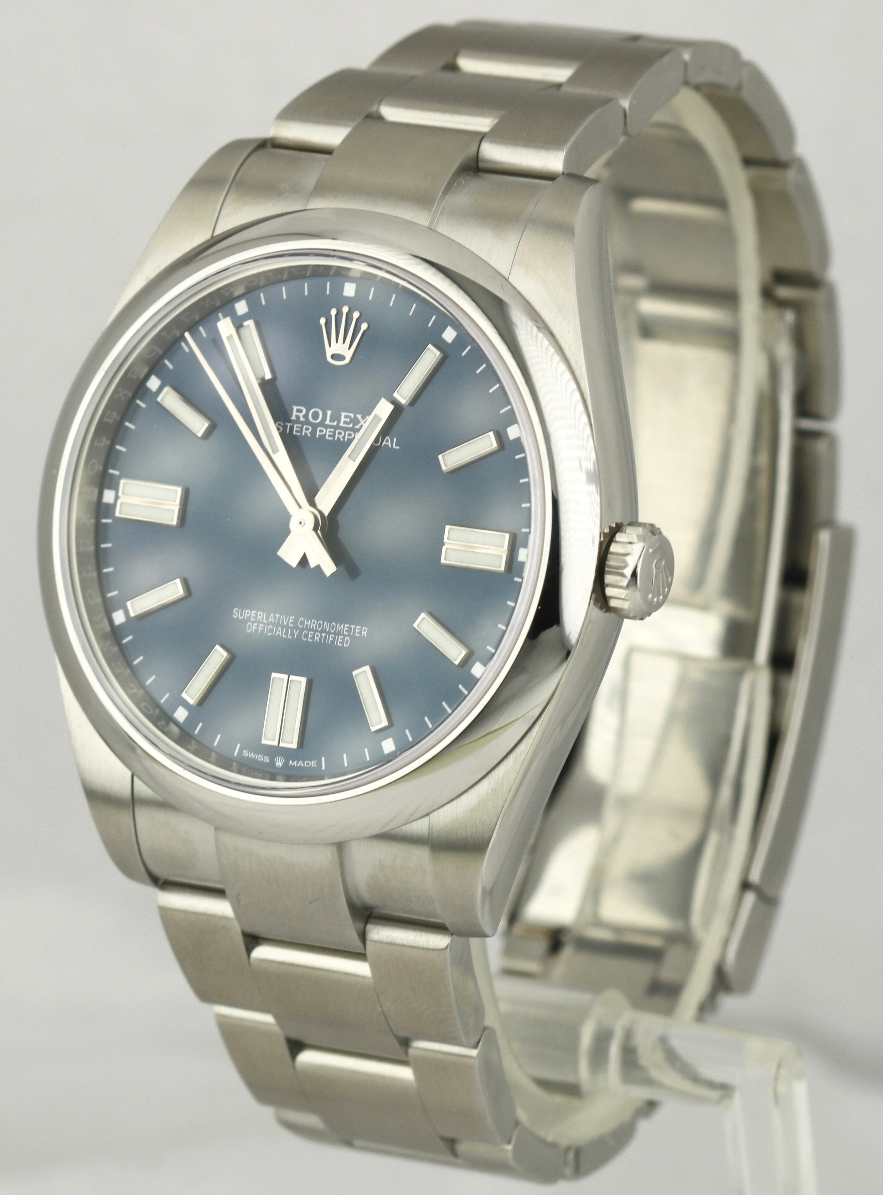 Rolex Oyster Perpetual 41mm BLUE Stainless Oyster Watch 124300 B&P