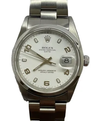 Rolex Oyster Perpetual Date 34mm 15200 White Dial Automatic Watch