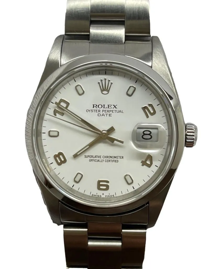 Rolex Oyster Perpetual Date 34mm 15200 White Dial Automatic Watch