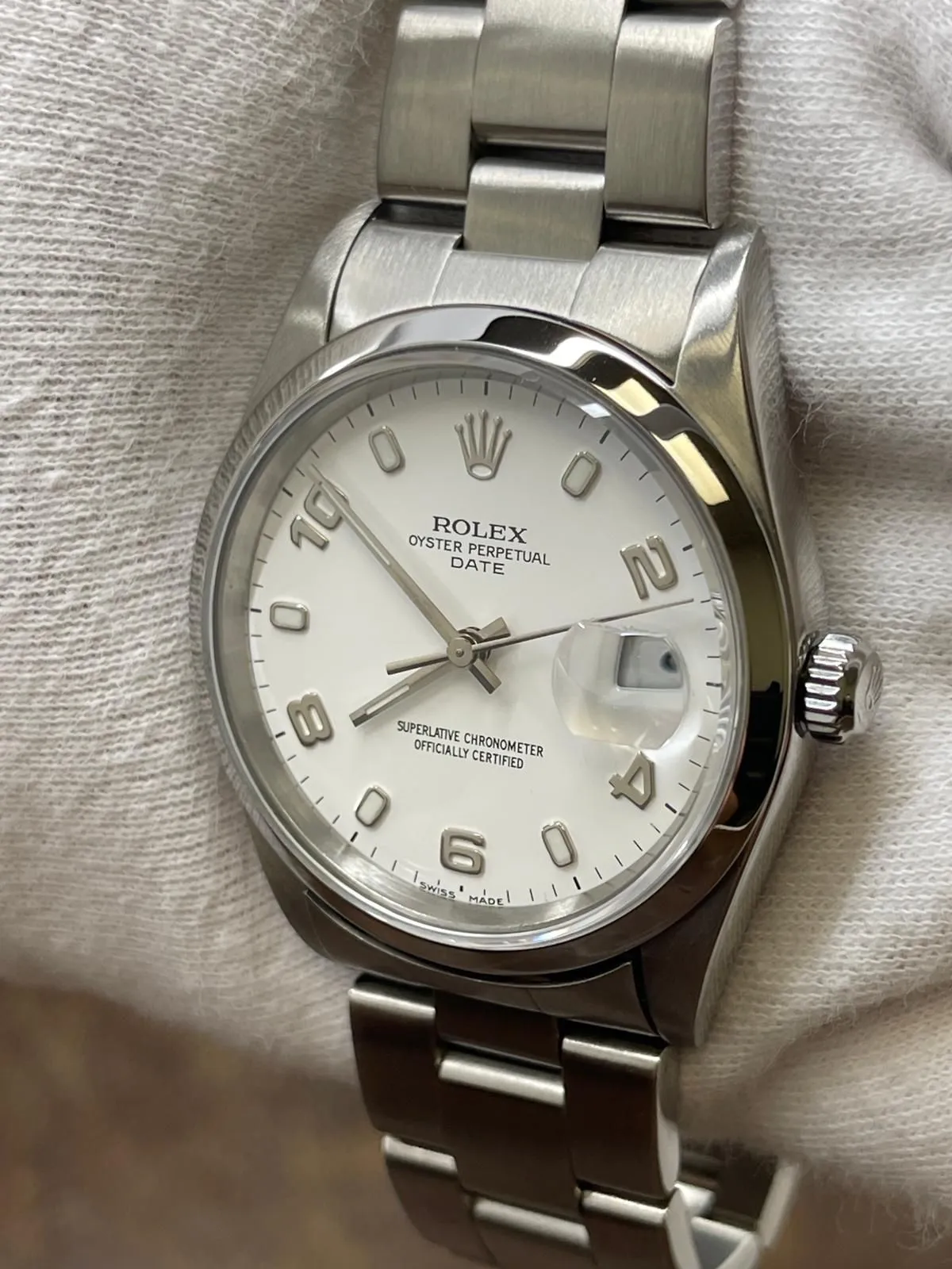 Rolex Oyster Perpetual Date 34mm 15200 White Dial Automatic Watch