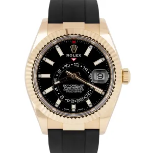 Rolex Sky-Dweller 2022 NEW PAPERS 18K Yellow Gold Black Oysterflex 42mm 326238 BOX