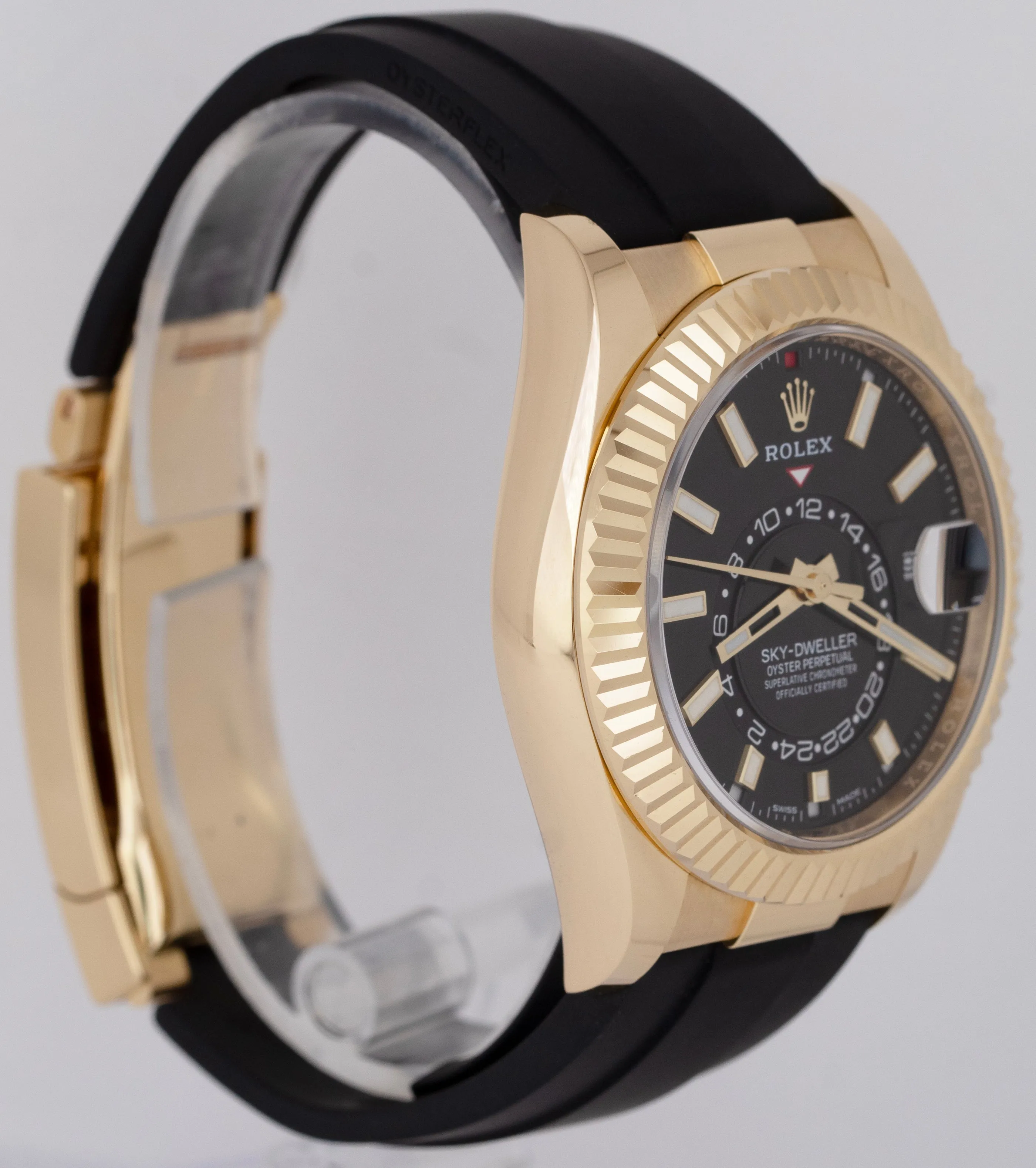 Rolex Sky-Dweller 2022 NEW PAPERS 18K Yellow Gold Black Oysterflex 42mm 326238 BOX