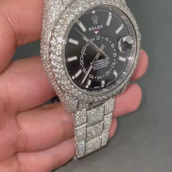 Rolex SkyDweller Moissanite Diamond Watch W 140