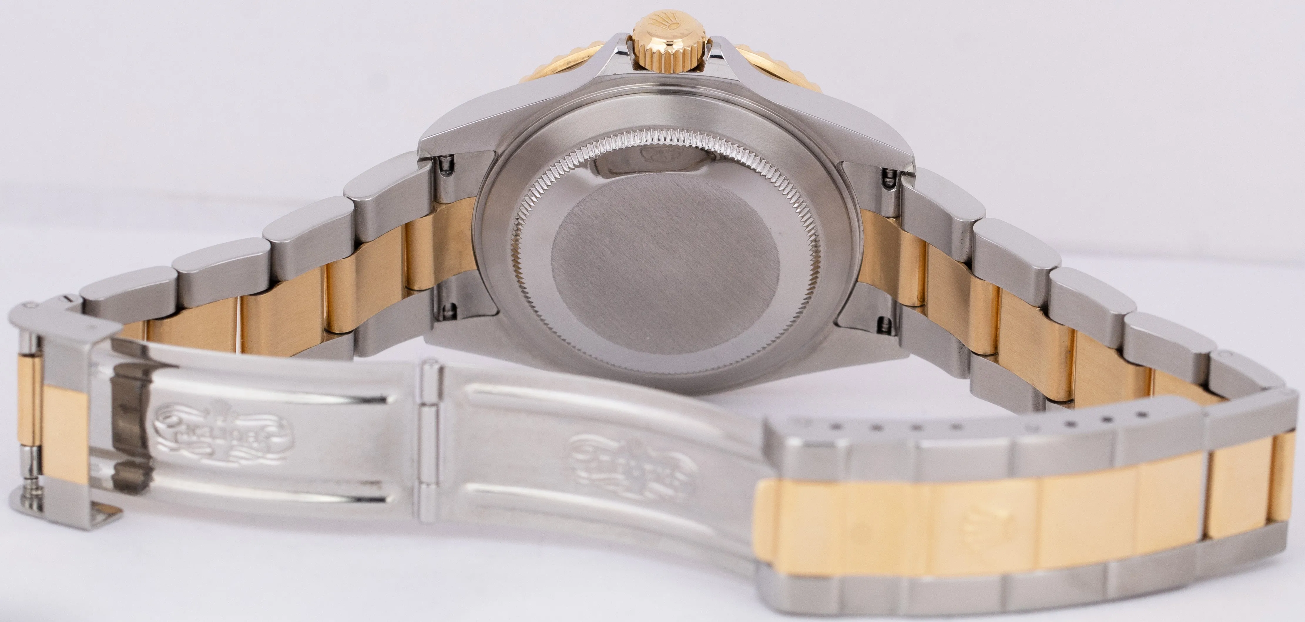 Rolex Submariner Date 40mm Black Two-Tone 18K Gold NO-HOLES Steel 16613 Watch