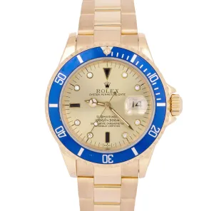 Rolex Submariner Date Serti 18K Yellow Gold 40mm Oyster Automatic 16618 Watch