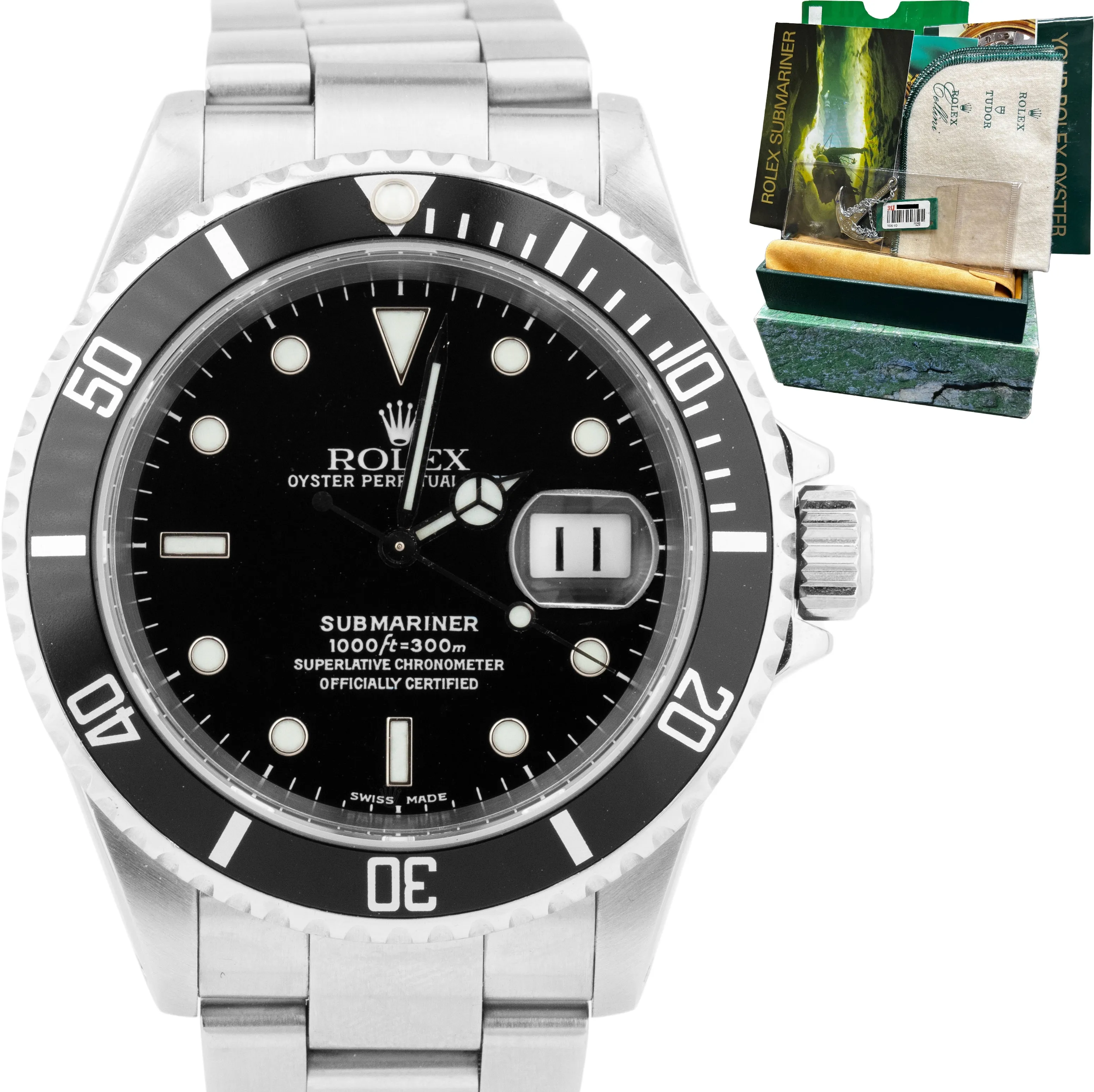 Rolex Submariner Date Stainless Steel 40mm Black Dive Oyster SEL Watch 16610 BOX