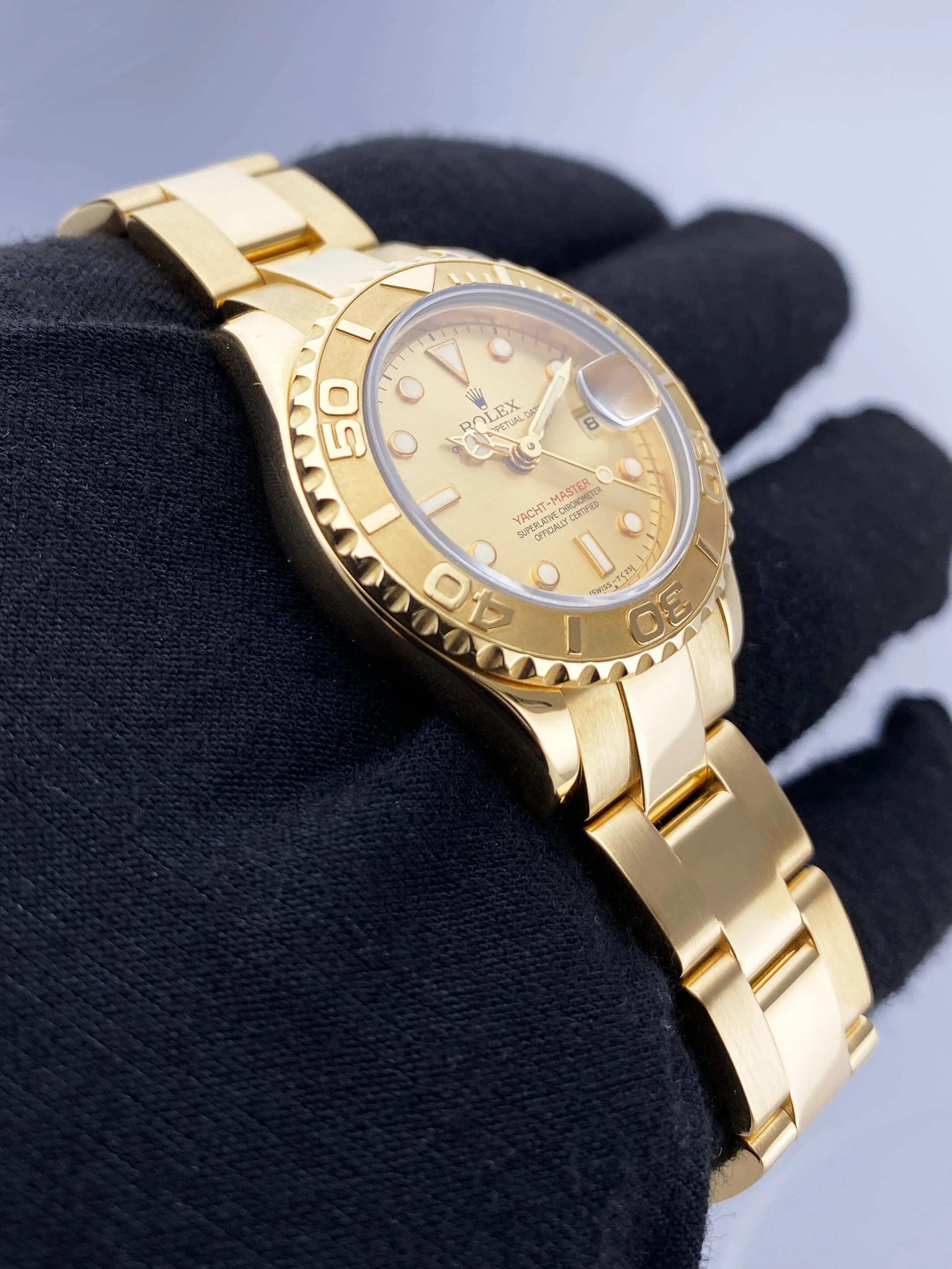 Rolex Yacht Master 69628 Champagne Dial 18K Yellow Gold Ladies Watch