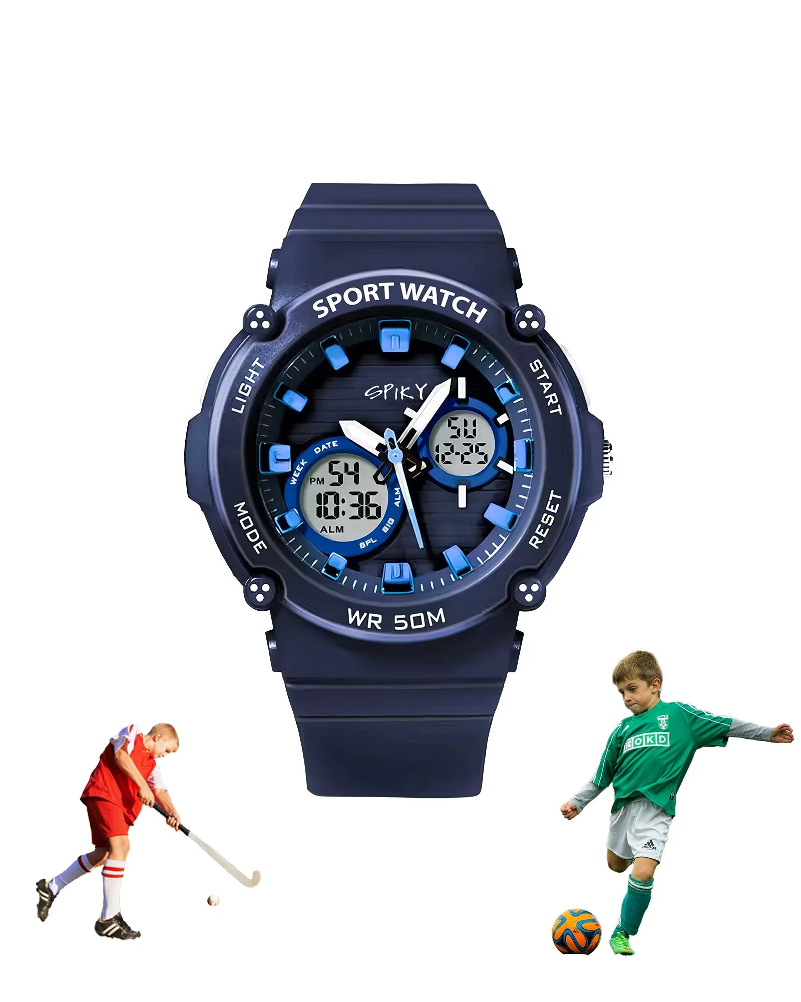 Spiky Eva29 Round Multifunctional Digital Sports Watch - Orange