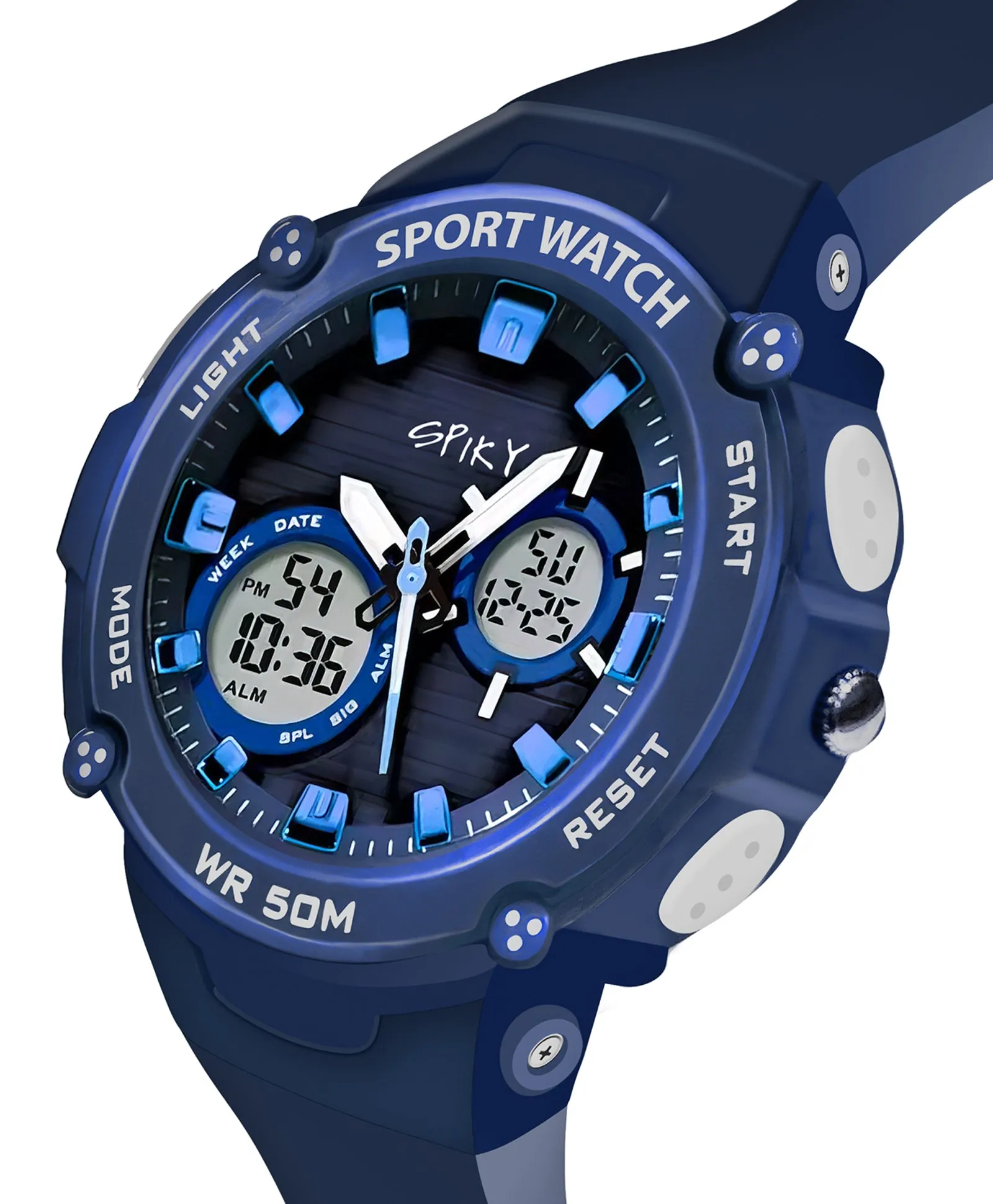Spiky Eva29 Round Multifunctional Digital Sports Watch - Orange
