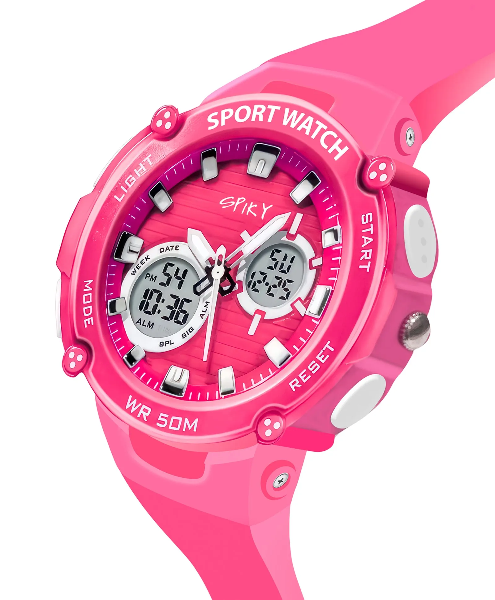 Spiky Eva29 Round Multifunctional Digital Sports Watch - Orange