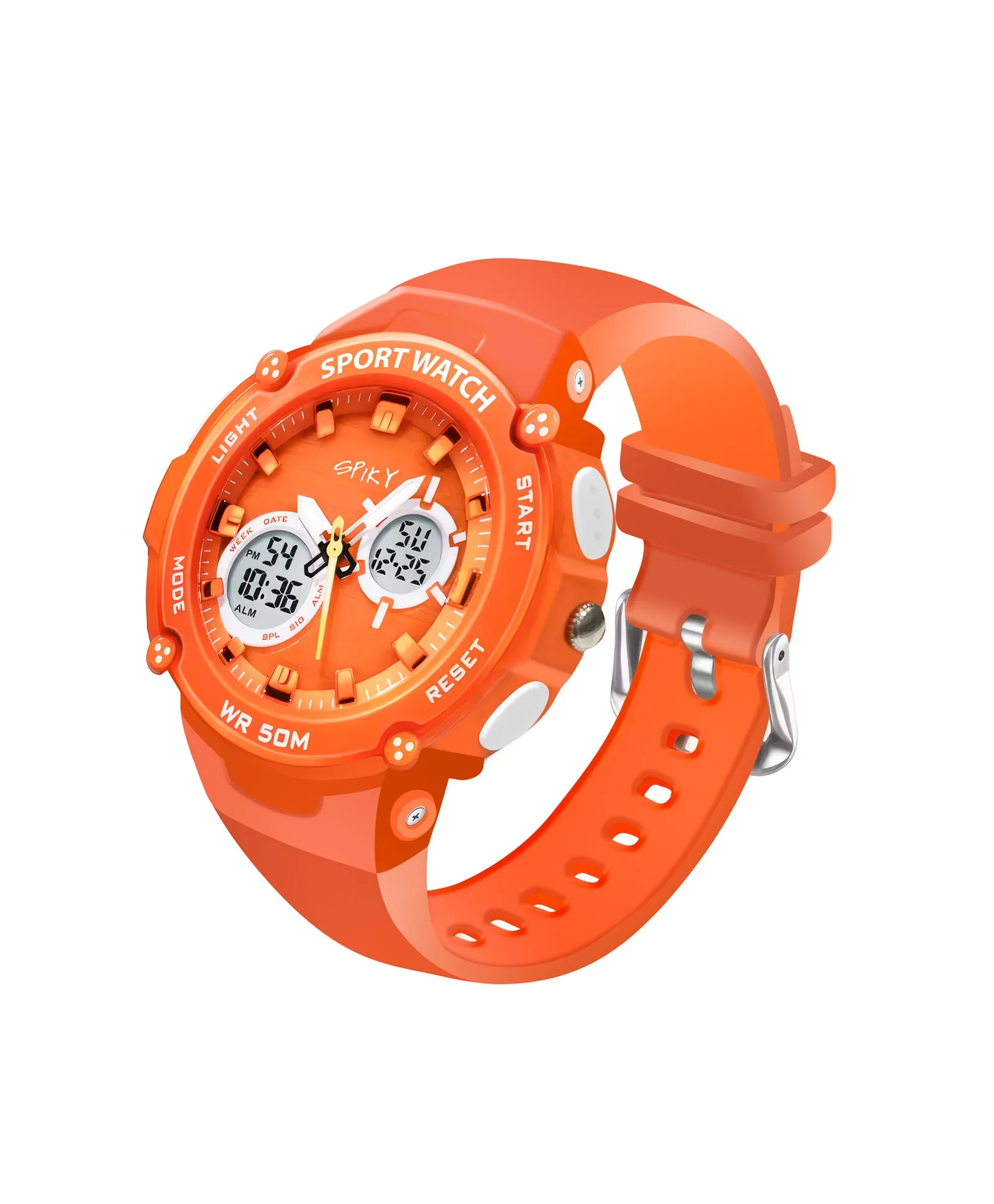 Spiky Eva29 Round Multifunctional Digital Sports Watch - Orange