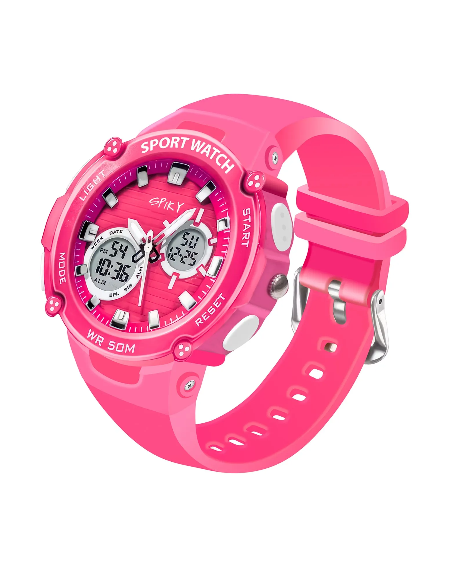 Spiky Eva29 Round Multifunctional Digital Sports Watch - Orange