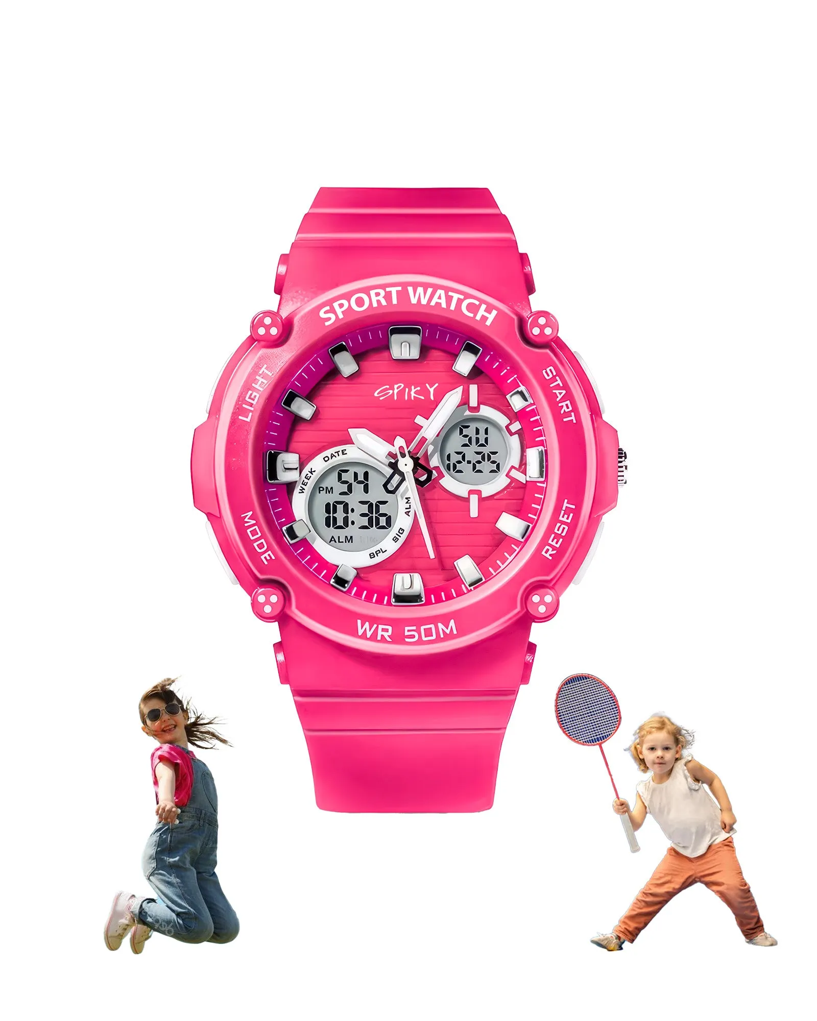 Spiky Eva29 Round Multifunctional Digital Sports Watch - Orange